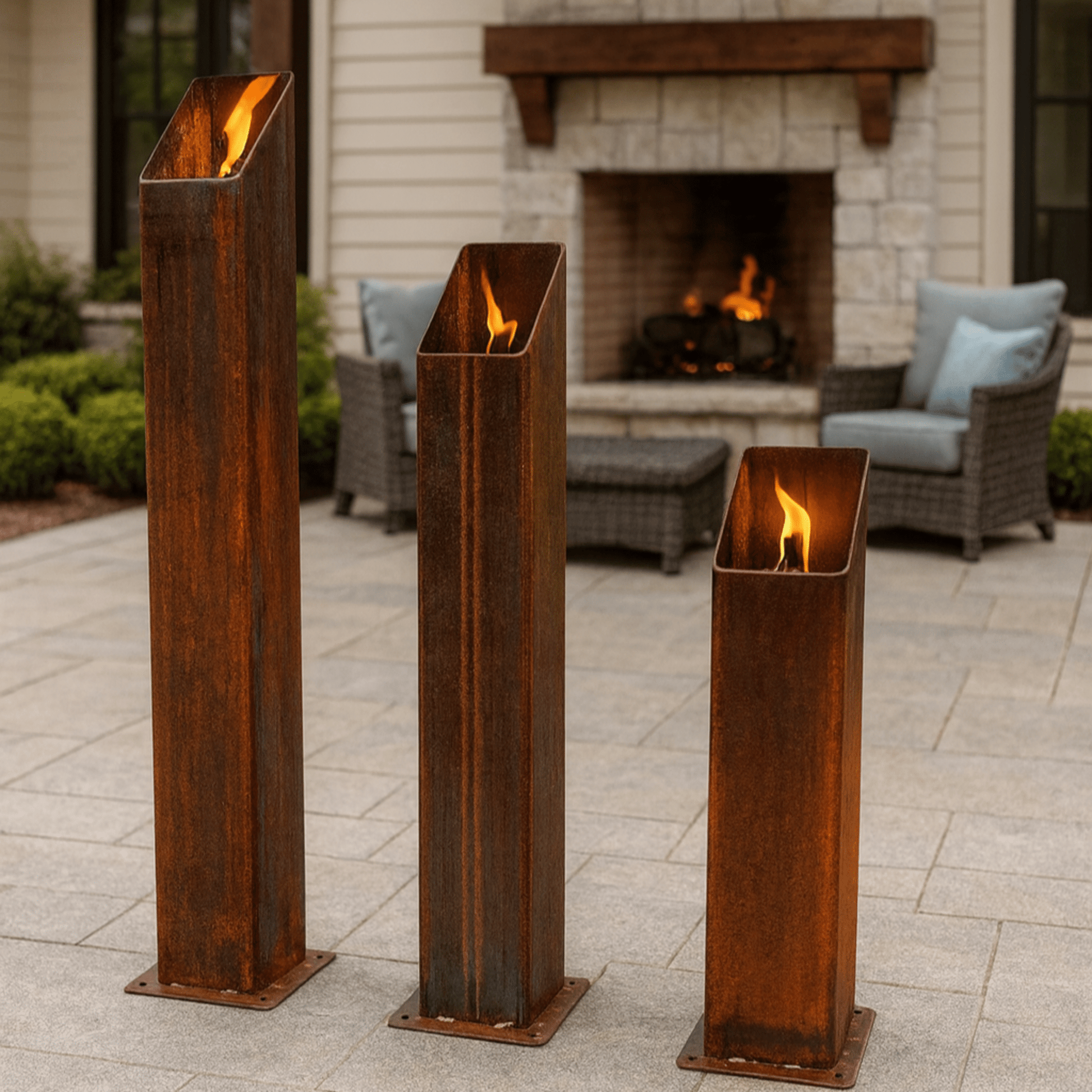 Northern Forge Little Ember Trio Rusted Steel Torches