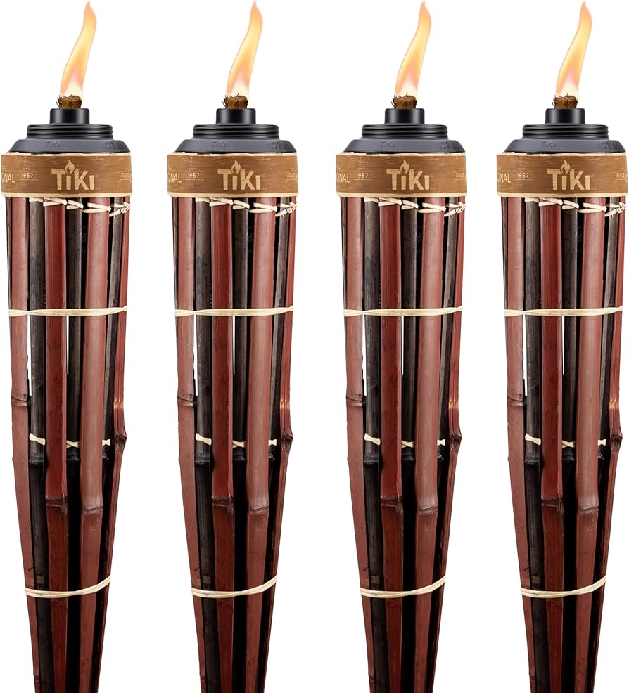 Outus Set of 4 Bamboo Tiki Torches
