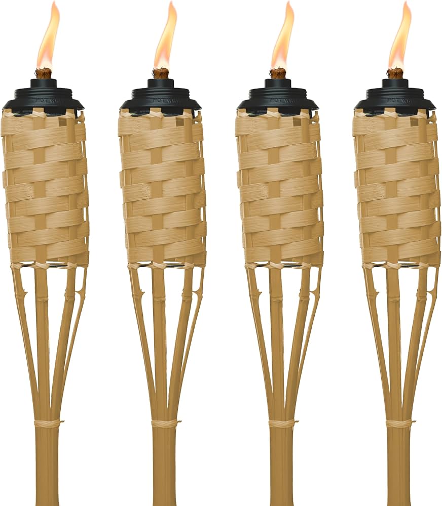 TIKI 4-Pack 57-in Bamboo Garden Torch